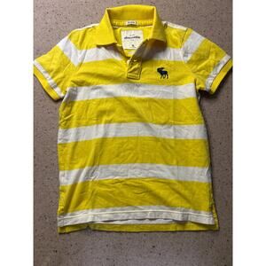 Abercrombie Polo Boy's XL (Men's Small) Muscle Fit Yellow Big Moose Y2K Style